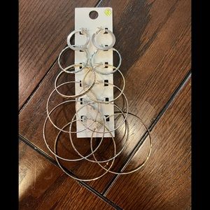 Forever 21 Gold and Silver Pierced Hoop Earrings 6 pairs